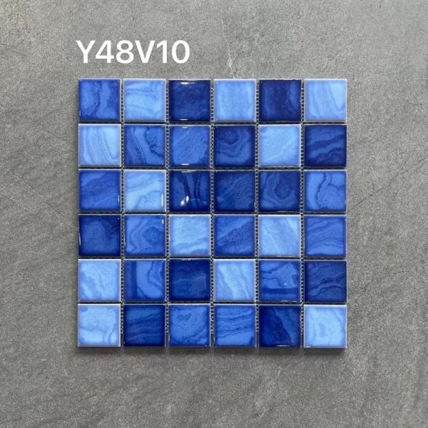 48X48mm Square Ceramic Mosaic Tiles Standard Porcelain Mosaic for Swimming Pool and Bathroom