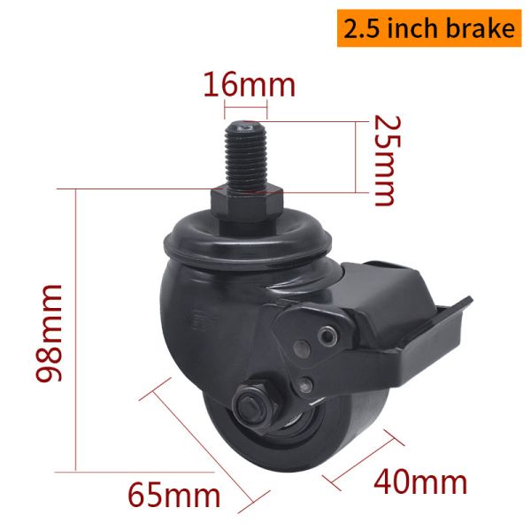 EDL Equipment Casters 2.5Inch PA Wheels With E-coated bracket Brake 450Kg Road M4325-16S