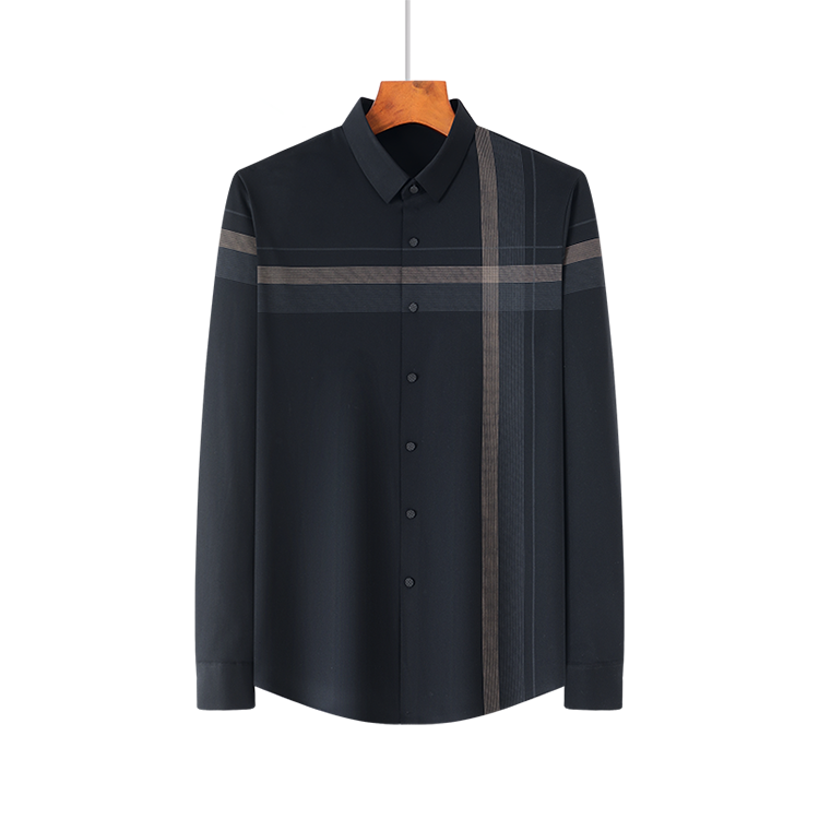 Длинные рукава полосатые рубашки мужчины стройный фит Винтажная мода Осенняя одежда Шерсть на заказ 2021