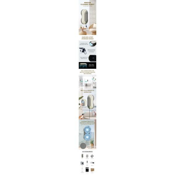 Remote Control Window Cleaning Robot for High Buildings Noise 67db and Electric Glass