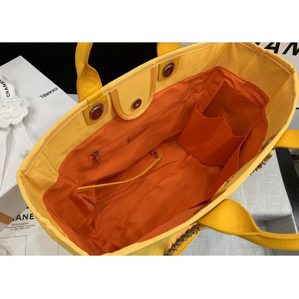 Yellow Beach Denim Luxury Canvas Bag For Travel Shopping