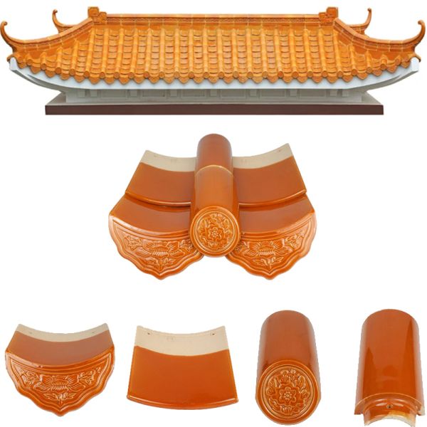 Eco-Friendly Antique Glazed Roof Tile Durable Chinese Style Ceramic Roofing Tile for Outdoor Ancient Architecture Renovation