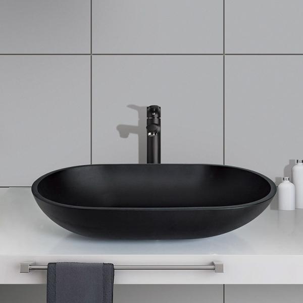 Black Oval Shaped Vessel Sink Bathroom Anti Rust Finish