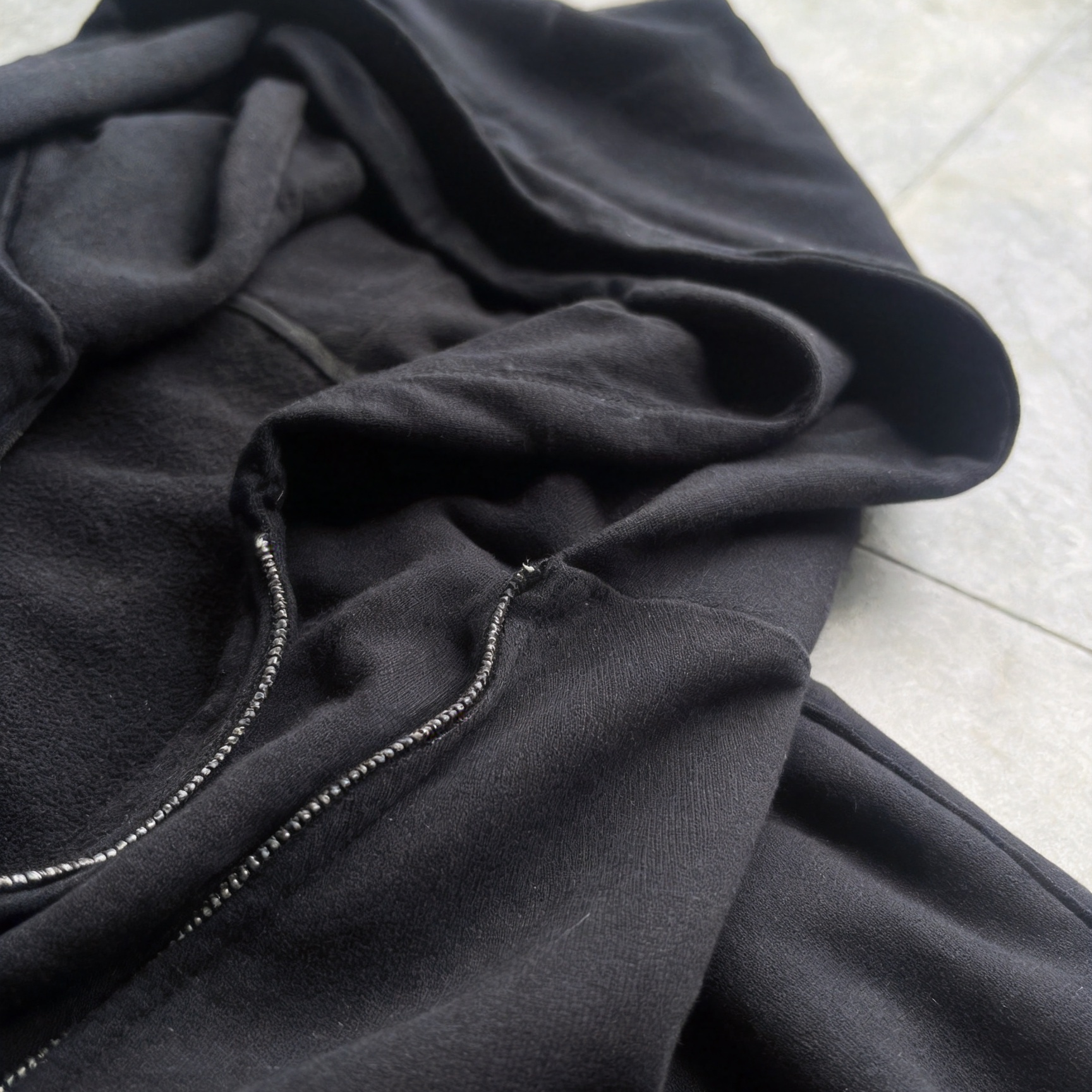 Split Hem Men's Heavyweight Hoodie Back Embroidery Zip Up Hoodie Coat Oversized