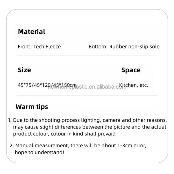 Легко очищаемый кухонный коврик 45 * 120 см Размер для поглощающей и устойчивой к грязи поверхности