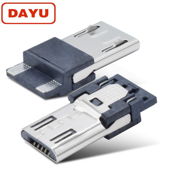 Solder Type 2 Pin Micro Connector 1 Year Warranty For Samsung LG USB Cable