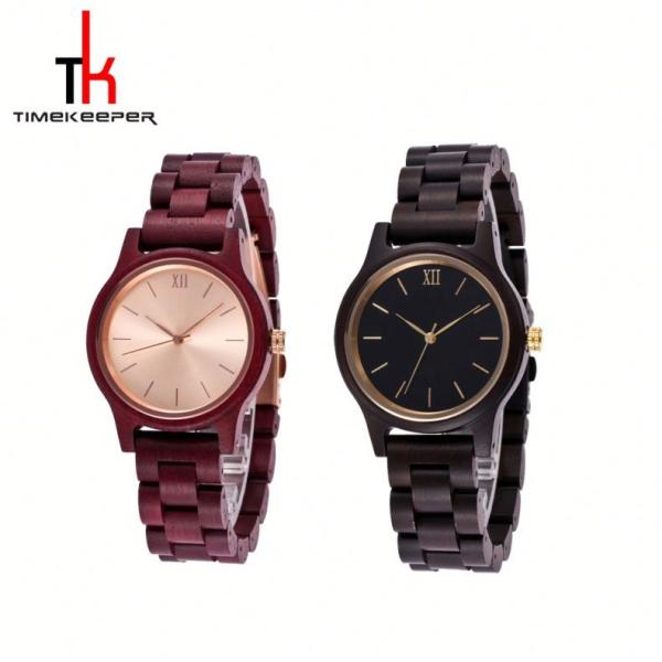 Personalized Water Resist Modern Wood Watches Black Sandal Wooden Wrist Watch
