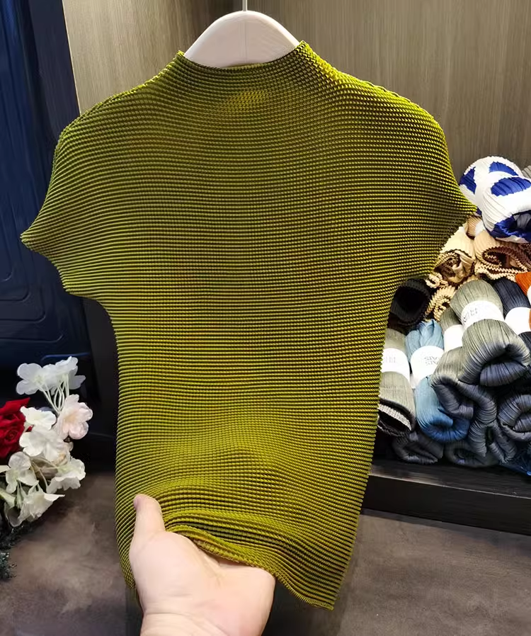 Classic Stretch Fabric Comfortable Breathable Small Stand Collar Corn T-shirt Short Sleeve Women's Clothing Women's t Dress