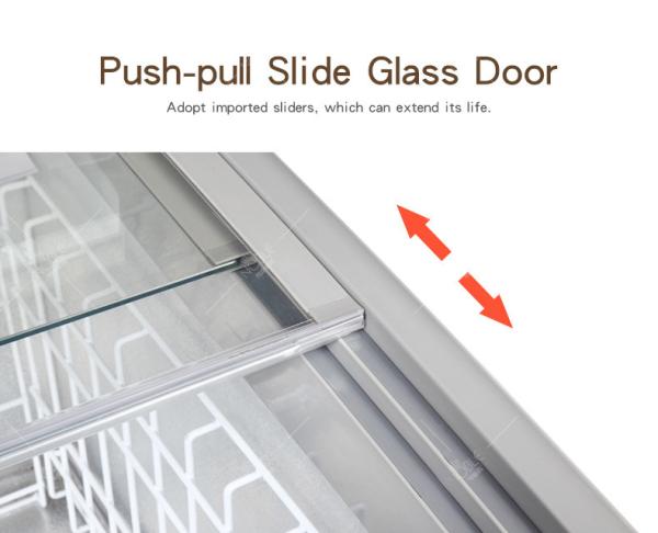 1040L Top Four Sliding Glass Door Island Display Freezer / Horizontal Commercial Refrigerator