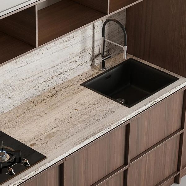 Armoires de cocina de madera de granos para villa