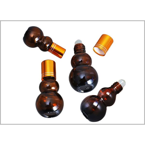 Calabash Amber Glass Odm Roll On Essential Oil Bottles With Stainless Steel Massage Ball