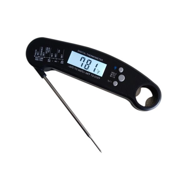Watertight Folding Probe Digital Food Thermometer With Built - In Bottle Opener