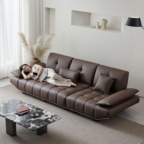 Italian Luxury Living Room Sofa Minimalist Style Ultra-Wide Seat Removable Backrest Adjustment Convertible Luxury Sofa