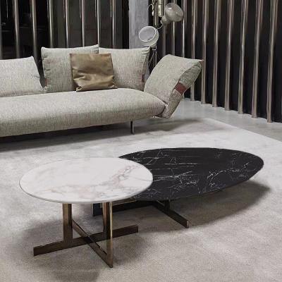Aria Asymmetric Ceramic Marble Ceramic Coffee Table  Luxurious