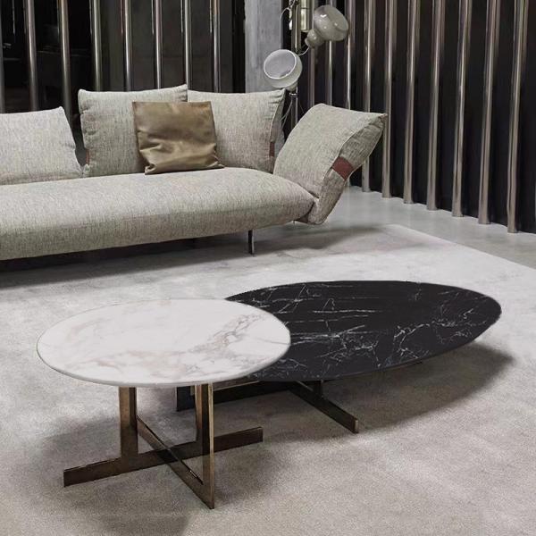 Aria Asymmetric Ceramic Marble Ceramic Coffee Table  Luxurious