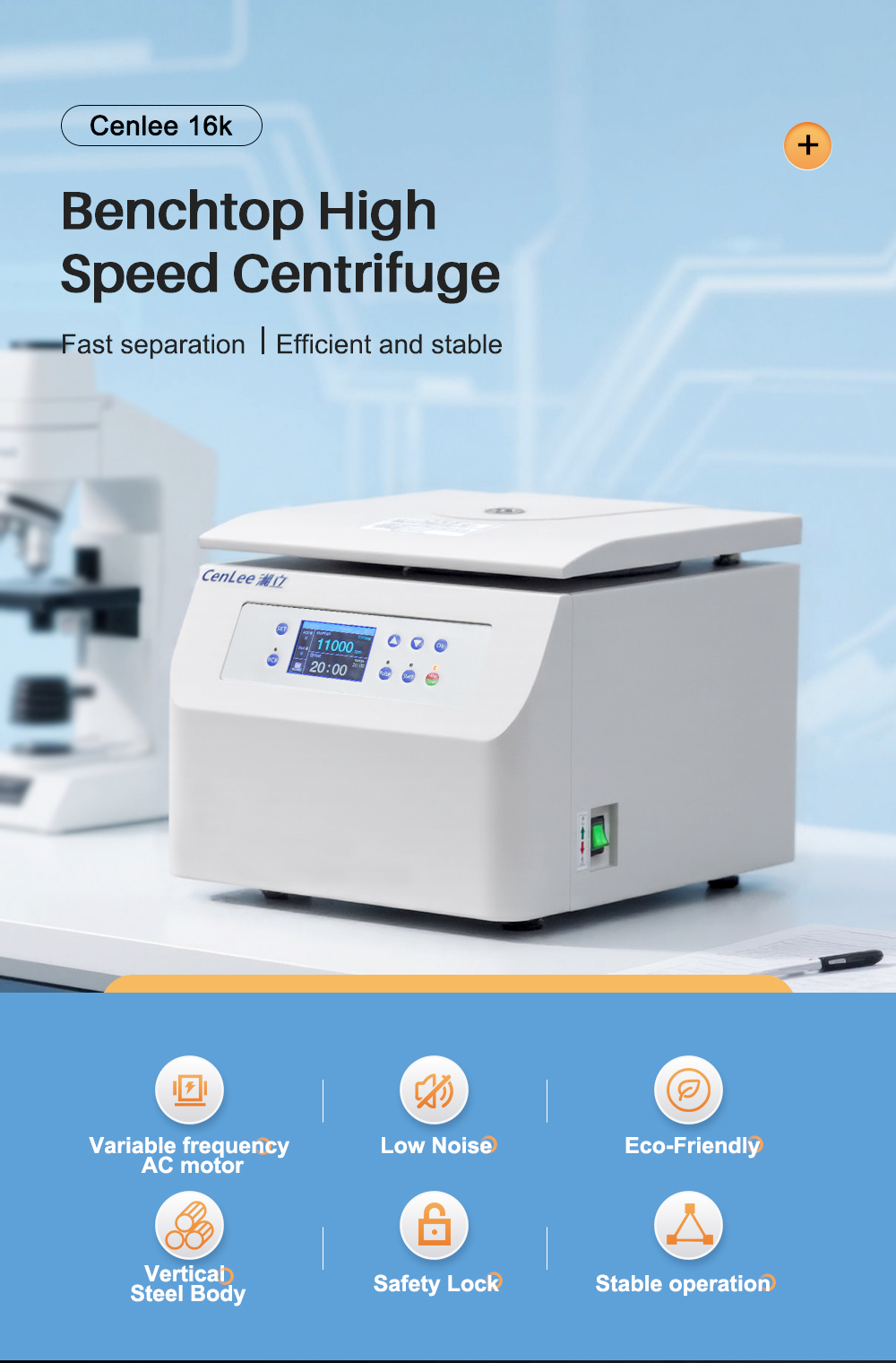 High Speed Desktop Centrifuge 6x50ml 15ml/100ml Angle Rotor, Conical Tube Compatible for Lab Semen Analysis Biological Research