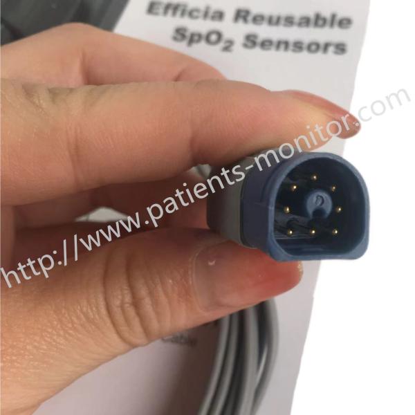 Capteur SpO2 pour adultes de type Philip Efficia câble réutilisable 3M REF989803160621 connecteur de type D 8 aiguilles