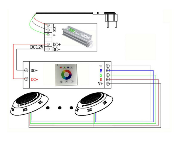 Touch RGBW Controller 15m 0.2kg Pool Light Fittings