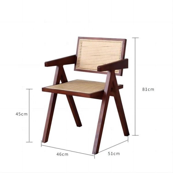 Color natural Moderno de madera maciza de ratán silla de comedor con diseño moderno