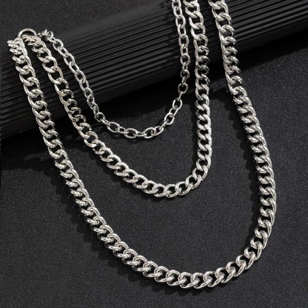 Unisex Jeans Pannts 3 Layer Chain Belts For Men and Women Punk Metal Crescent Geometric Bag Chain Hip Hop Cool Street keychain