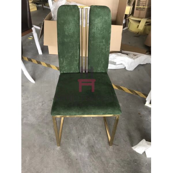 Rose Golden High Back Dining Chairs Velvet Seat W48 * D42 * H103cm Without Arm