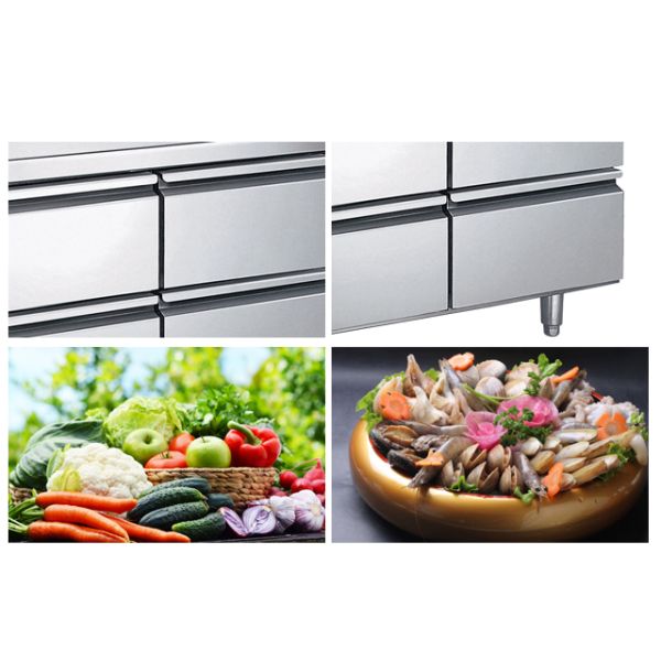 285W Commercial Catering Undercounter Fridge , 4 Drawer Adjustable Shelf Industrial Fridge Freezer