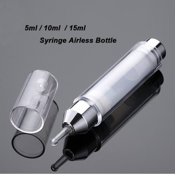 Silver Luxury Plastic Syringe Airless Bottle 5ml10ml 15ml for Empty Airless Cosmetic Dispenser