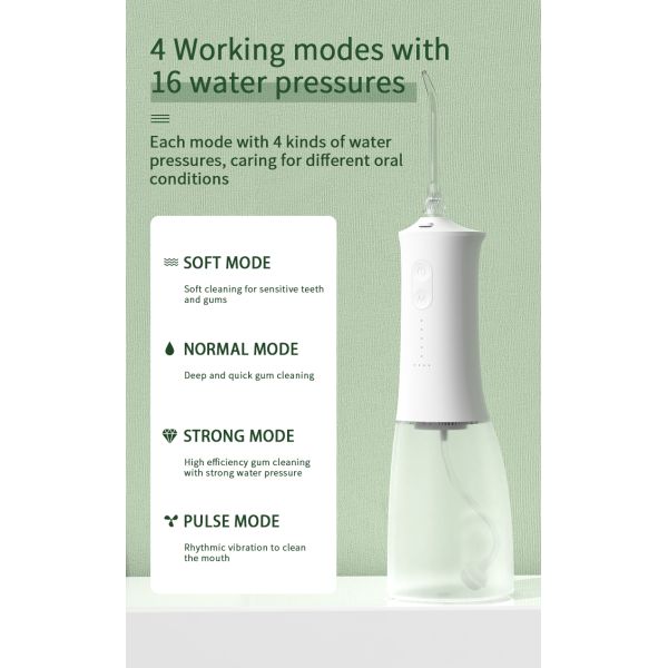 2000mAh Portable Cordless Rechargeable electric dental oral irrigator with 4 modes 350ml big tank