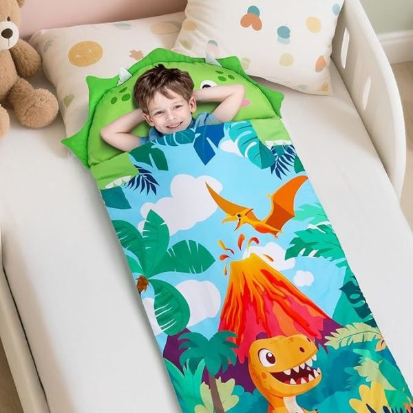59x24 Inch Kids Animal Nap Mat - 2-in-1 Sleeping Bag with Zipper
