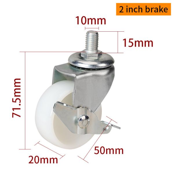 EDL 2 pulgadas ruedas de carrete blanco 50 mm ruedas giratorias de carrete recubrimiento de zinc