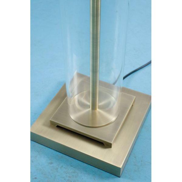 Modern Minimalist Brass Base Floor Lamp with Crystal-clear Glass Column and Adjustable Height