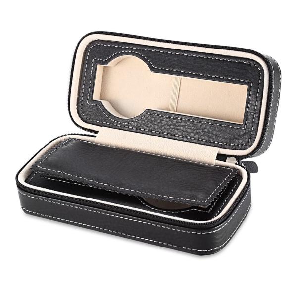 Professional Black Watch Travel Case , Single Watch Display Case Handmade