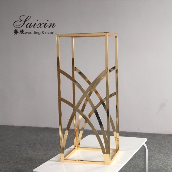 ZT-429G Новый дизайн блестящий золотой металл цветочный стенд для пола прохода свадебный фон декорации