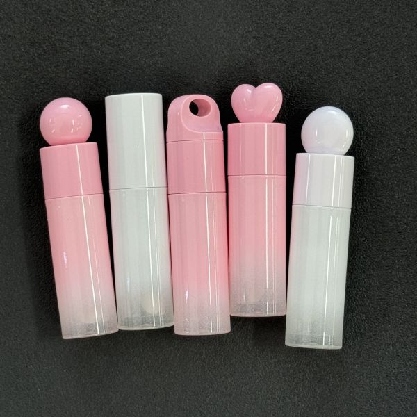 6ml Pink Gradient Heart-Shaped Cap Lip Gloss Tube Packaging Empty Container