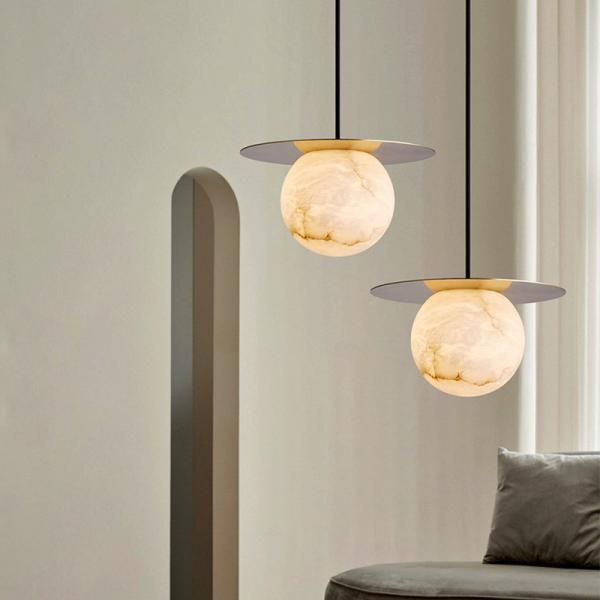 Chambres en marbre espagnole lustre en cuivre lumière moderne luxe créatif nouveau design pendentif lumière