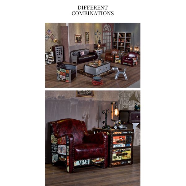 Nidea #8909 Punk Industrial Style Sofa Chair Retro License Plate Furniture for KTV Hotel Internet Cafe Bar Coffee Shop  Bar