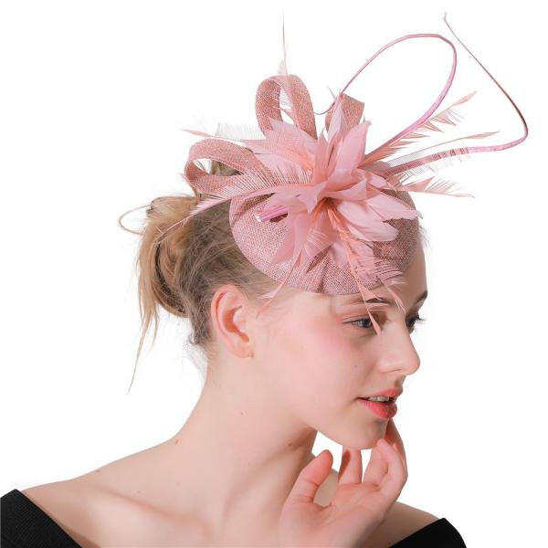 Expresso Envio Sinamay Base e Feather Fascinator Hat com Penas de Galinha