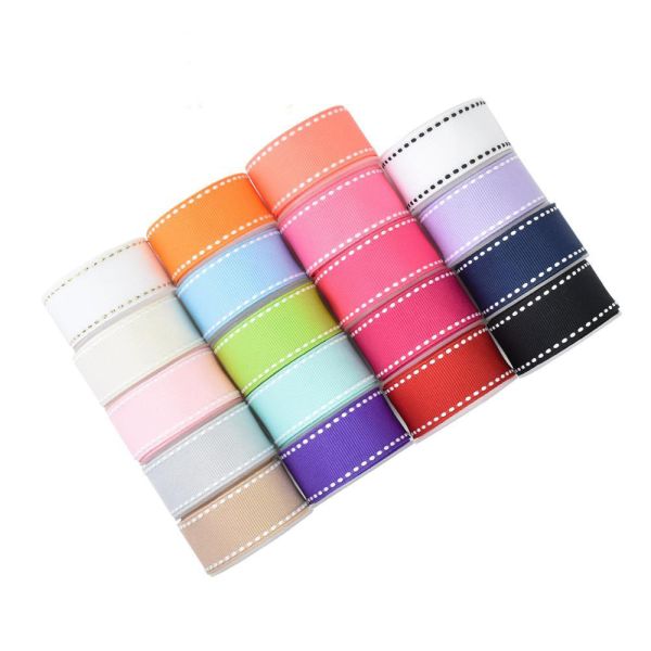 Pink Polyester Stitch Ribbon for Eco-friendly Saddle Stitched Gift Wrapping in Bulk