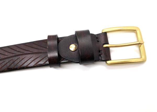 Male 100cm Casual Embossed Leather Belt With Alloy Buckle
