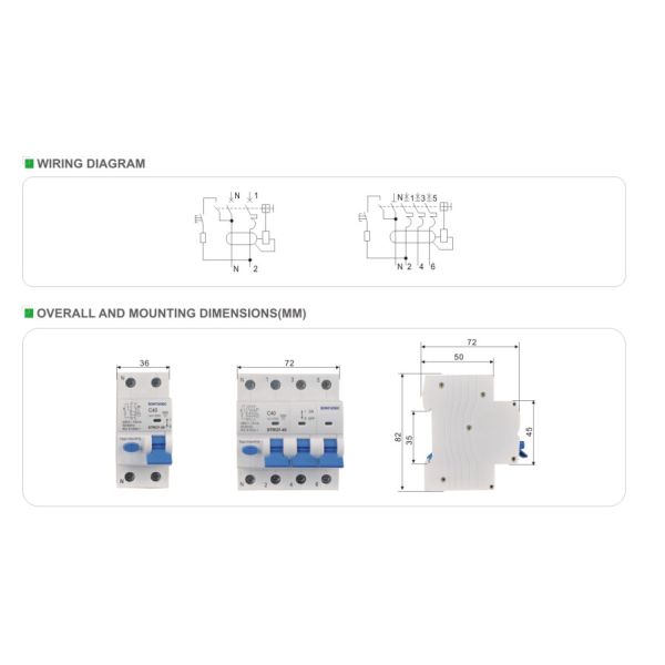 Eletro tipo magnético interruptor 40A 30mA de 4 Polos de RCBO
