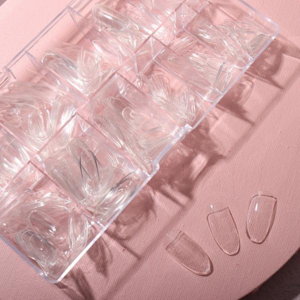 500PCS Clear Full Cover French Tips False Nails for Finger Style Salons and 10 Sizes