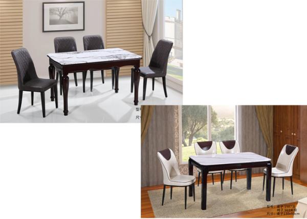 Nordic Style Faux Marble Kitchen Table And Chairs , Modern Dining Table Set