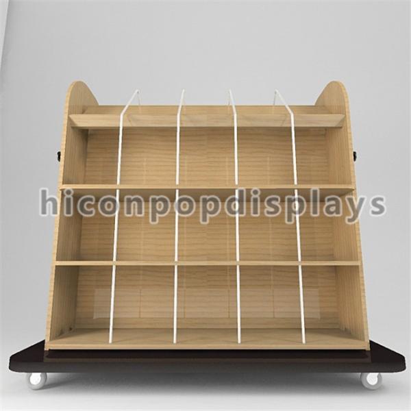 Movable Wooden T - Shirt / Jeans Display Racks For Apparel Retail Store Promotion
