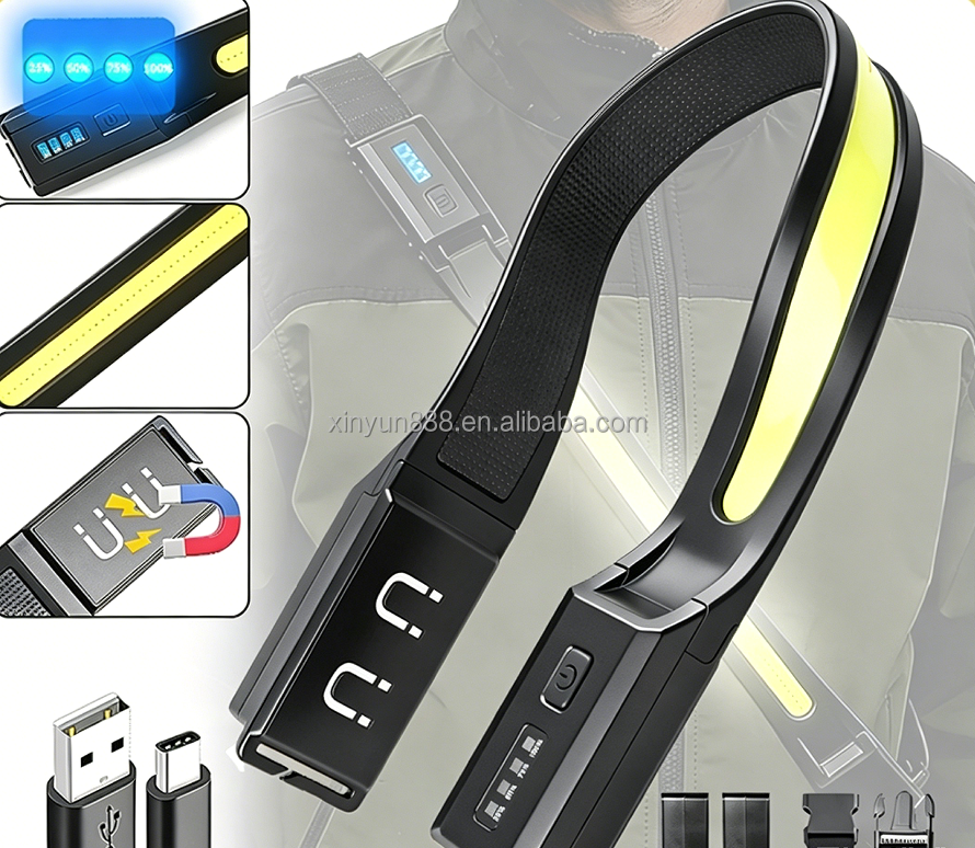 Cross-border COB Strong Light Maintenance Silicone Work Lamp USB Charging Outdoor Camping Built-in Battery Chest Running Lamp