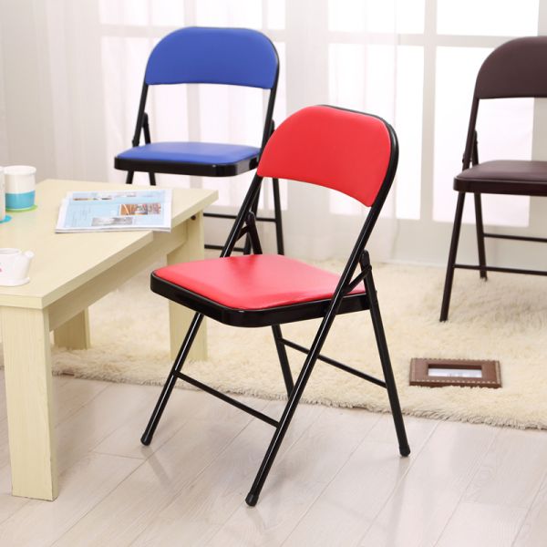 Foldable PU Dining Chairs , Stable Leather And Metal Dining Chairs