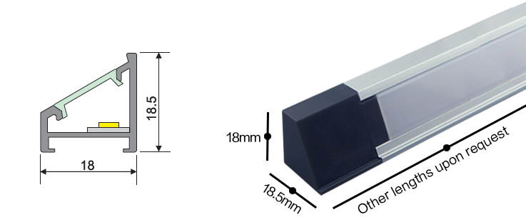 A2304 Surface Strip Light 1000*18.5*18mm DC12V SMD2835 120PCS/M 14.4W/M La solution d'éclairage parfaite