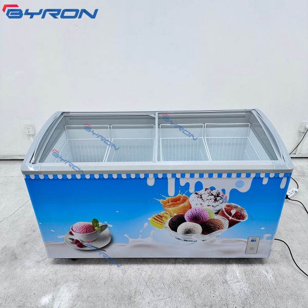 Commercial Glass Top Display Chest Freezer Ice Cream Refrigerator Customized