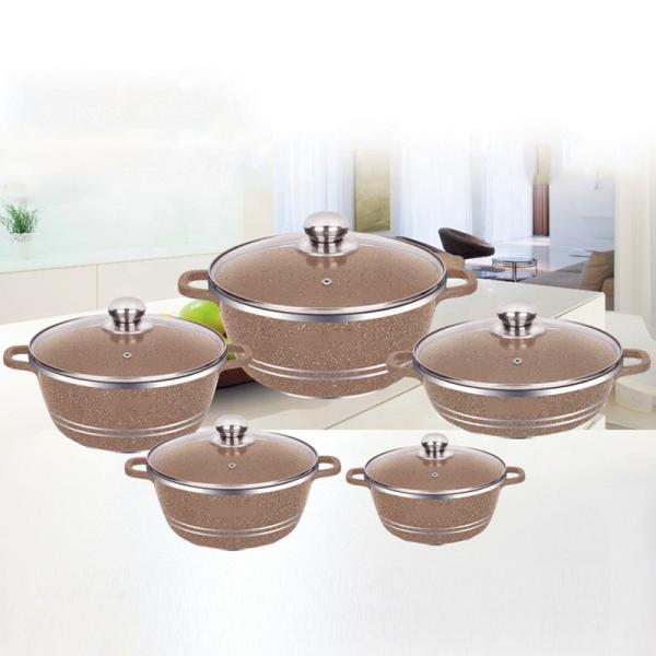Multi Color Granite Aluminum Cookware Set Non Stick Coating