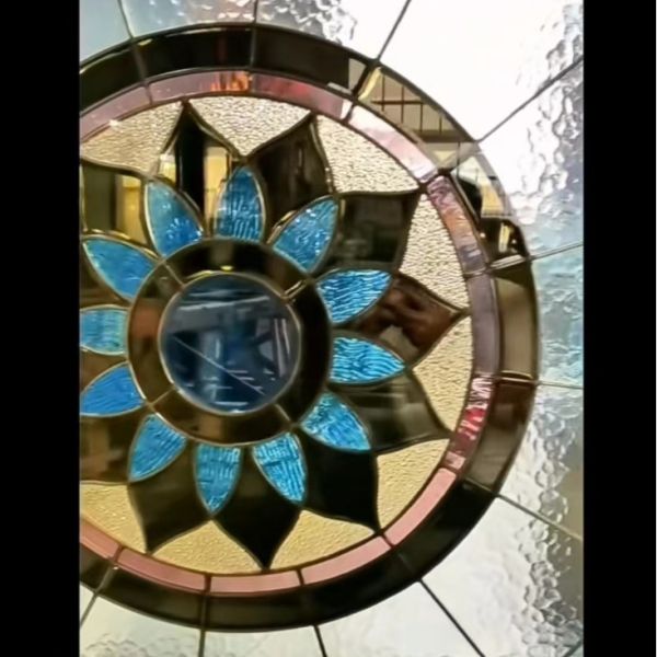 Исламская купола Трехстельное остекление Температурное витражное стекло Для мечети Ручно изготовленный декоративный купольный окно