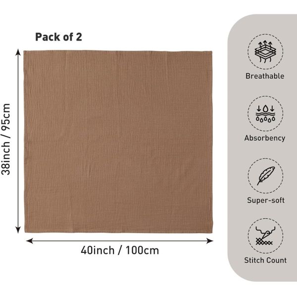 2 Pack Neutral Baby Receiving Blankets, Soft and Breathable Muslin Swaddle Blankets